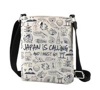 FUNYSO Sac à bandoulière Japon « Japan Is Calling And I Must Go » pour femme, cadeau pour voyageur japonais, touristique, amant de voyage, Le Japon est Cr UK, 0