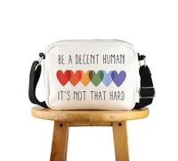 FUNYSO Sac à bandoulière LGBT LGBTQ avec inscription « Be A Decent Human It's Not That Hard », Décent Human UK, 0