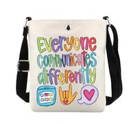 FUNYSO Sac à bandoulière pour orthophoniste Cadeau d'éducation spéciale AAC Cadeau SLP Tout le monde communique différemment, Everyone Communicate UK, 0