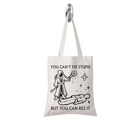 FUNYSO Sac fourre-tout amusant avec inscription « You Can't Fix Stupid But You Can Rez It » - Cadeau de jeu sarcastique pour femme, Stupid It Tote UK, 0