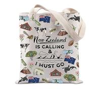 FUNYSO Sac fourre-tout inspiré de la Nouvelle-Zélande pour amoureux de la Nouvelle-Zélande « New Zealand Is Calling And I Must Go » (New Zealand Tote UK), blanc, Large