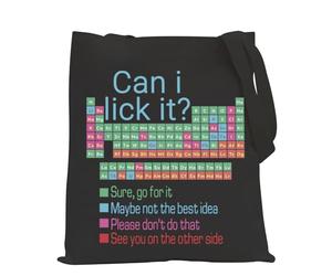 FUNYSO Tableau périodique des éléments Cadeau Chimiste Sac à main Laboratoire Chimie Cadeau Amoureux Chimie Cadeau Can I Lick It Tote Bag