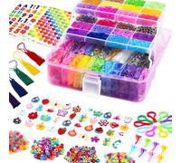 FunzBo Coffret XXL de Bracelets en Élastique à Créer - Plus de 15000 Pièces avec 28 Couleurs - Inclut Colliers, Bagues et Accessoires - Kit de Loisir Créatif pour Enfants dès 5 Ans