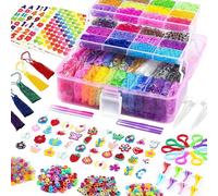 FunzBo Coffret XXL de Bracelets en Élastique à Créer - Plus de 15000 Pièces avec 28 Couleurs - Inclut Colliers, Bagues et Accessoires - Kit de Loisir Créatif pour Enfants dès 5 Ans