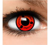 FUNZERA Sharingan Lentilles de Contact de Couleur Rouge Noir Anime + Récipient Gratuit -Sans Correction- Qualité de la Marque - Une bonne Idée de Costume pour le Halloween ou Cosplay