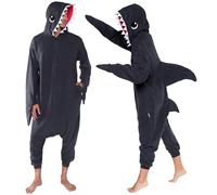 Funziez! Costume d’Halloween pour adultes, animal et créature marine, costume de cosplay une pièce en peluche pour hommes et femmes, Motif requin Gris, XX-Large