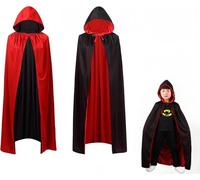 FuouYA Cape Halloween Femme, Cape Vampire, Capes Rouge, Capes Halloween Enfant,Deguisement Vampire Femme, Capuche Double Face Noire Et Rouge à Capuche Pour Enfants Et Adultes 125