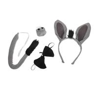 FUOYLOO 1 Set Kit de Costume D'âne Bandeau Cheveux Souple et Léger en Tissu Peau Douce pour Fêtes Scolaires et Accessoires Queue, Nez et Nœud Décoratif Cartoon