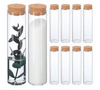 FUOYLOO 10pcs Tubes à Essai en Verre Borosilicaté avec Bouchons de Liège, Flacons de Réactifs Faciles à Nettoyer pour Décorations et Œuvres Miniatures