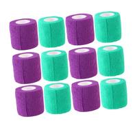 FUOYLOO 12 pièces Auto-adhésif Élastique Non Tissé pour Animaux Rouleaux de Bleu-vert et Bande Cohésive Respirante pour Protection et Compression