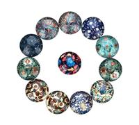 FUOYLOO 20pcs Patch de Verre Rond Demi-boule pour Création de Bijoux, Accessoires Décoratifs en Verre Faciles à Coller, Style Ethnique Mixte pour Fournitures D'artisanat Plusieurs styles