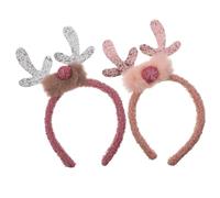 FUOYLOO 3 Pièces Bandeau de Noël pour Garçon et Filles en Peluche Pourpre Bois de Renne Adorable, Accessoire de Coiffure pour Fêtes D'anniversaire et Photos Entre Amis