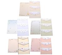 FUOYLOO 5 Ensembles Ensemble de Papier à Lettres Pratique et Scellable la Cire Imprimées Fleurs Papier à Écrire Style Classique pour Correspondance Élégante