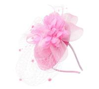 FUOYLOO Bandeau à Cheveux Bibi Vintage Rose Plume et Maille, Confortable et Respirant, Petit Chapeau Élégant pour Décoration Cheveux Mariage et Fête