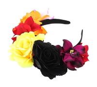 FUOYLOO Bandeau à Fleurs pour Halloween et Jour des Morts, Coiffe de Mariée Rose Décorative, Bandeau Léger et Compact pour Fête et Déguisement, Accessoire Photo Élégant et Confortable