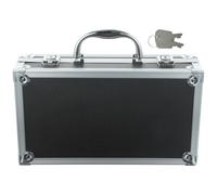 FUOYLOO Boîte à Outils en Alliage D'aluminium Noir, Légère et Portable avec Mousse Epe, Grosse Capacité pour Bureau et École, Étui de Rangement Multi-usages avec Verrou