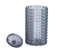 FUOYLOO Boîte de Rangement Maquillage Motif Diamant Élégant en Acrylique Noir Couvercle Forme Elliptique, Protège Poussière et Humidité