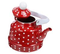 FUOYLOO Bouilloire Émaillée Épaisse avec Filtre Inox Théière Rétro pour Maison Infusion Thé et Autres Boissons Rouge à Pois Blancs