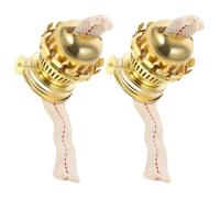 FUOYLOO Brûleur à Huile Rétro en Métal Or avec Mèches en Tissu, Lot de 2 Pièces, Accessoires pour Lampe à Pétrole Ancienne, et Remplacement Facile