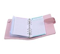 FUOYLOO Classeur Budgétaire A6 en Pu Cuir Pailleté Rose Doré 8 Pochettes Zippées, 12 Feuilles Budget Colorées et 4 Types D'autocollants, Organiseur D’économies Pratique et Étanche