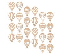 FUOYLOO Copeaux de Bois Montgolfière 24 Pcs 12X8X0,2 CM Tranches Brutes pour Décoration Suspendue Fête et Activités Manuelles Adolescents