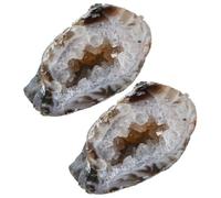 FUOYLOO Décoration Artisanale en Pierre D'agate Naturelle 2pcs pour Maison et Noël Forme Irrégulière et Effet Décoratif Unique