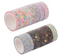 FUOYLOO Ensemble de 10 Rouleaux de Ruban Adhésif Washi Décoratif en Papier Japonerie, 3 Mètres Chacun, pour Décoration de Carnet et Bricolage DIY