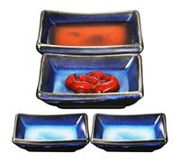 FUOYLOO Ensemble de 4 Coupelles à Sauce 3,5 Pouces Céramique Bleu pour Plats à Condiments et Repas Asiatiques