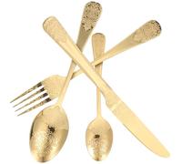 FUOYLOO Ensemble de Couverts en Acier Inoxydable 4 Pièces, Fourchette à Steak et Cuillère, Kit Portable pour Repas en Extérieur, Pique-Niques et Événements Familiaux