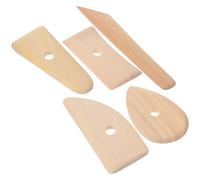 FUOYLOO Kit d'Outils en Argile et Poterie, Ensemble de 5 Spatules en Bois Naturel pour Modelage et Finition, Adapté la Sculpture sur Argile Auto-Durcissante et Pâte Polymère