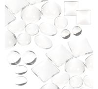 FUOYLOO Lot de 200 Cabochons en Verre Transparent Multi-usages, Dos Plat, Comprenant Dômes Ronds 10 Mm, Demi-sphères 15 Mm, Ovales 10x14 Mm et Carrés 15 Mm, pour Patch Aimant