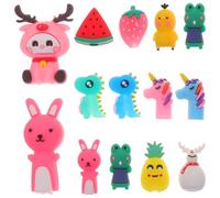 FUOYLOO Lot de 30 Capuchons de Crayon en Silicone Colorés Petits Bouchons Kawaii pour Crayons Pratiques pour Fournitures de Bureau et Scolaires Motifs Fruits et Animaux Mignons