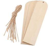 FUOYLOO Lot de 30 Marque-pages en Bois Naturel à Décorer avec Surface Vierge et Corde de Jute, pour Cérémonies et Décoration Suspendue