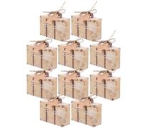 FUOYLOO Lot de 50 Mini-boîtes à Bonbons Style Valise Vintage en Papier Kraft avec Étiquettes et Ficelle, Adaptées pour Mariage et Voyage