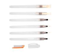 FUOYLOO Lot de 6 Pinceaux à Peinture Aquarelle Légers en Plastique avec Réservoir D'eau et Bouchon, Stylo à Dessin Pratique pour Étudiants en Art