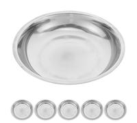 FUOYLOO Lot de 6 Plateaux de Barbecue en Acier Inoxydable 15 Cm, Assiettes Rondes Pratiques pour Collations et Steaks, Plaques de Service Cuisine et Repas en Famille, Finition Polie