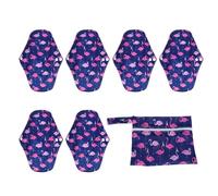 FUOYLOO Lot de 7 Set de Serviettes Hygiéniques Lavables en Charbon de Bambou, Taille M, Réutilisables et Absorbantes, avec Pochette de Transport, Protections Menstruelles Écologiques