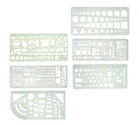 FUOYLOO Modèles de Dessins Géométriques et Gabarits de Mesure Vert Lot de 6 en Plastique Rigide pour Architectes Ingénieurs et Fournitures de Bureau
