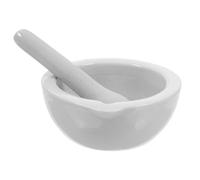 FUOYLOO Mortier en Céramique Beige Pilon Ergonomique Résistant à Haute Température Cuisine et Laboratoire, pour Broyage D'épices et Enseignement Scientifique