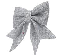 FUOYLOO Nœud de Sapin de Noël Argenté Réutilisable en Laine de Perle Design Classique Brillant, Décoration DIY Festive pour Banquet et Fête