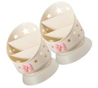 FUOYLOO Organisateur de Pinceaux de Maquillage Beige en PP Compartiments à Grille, Grande Capacité, Design Nœud Charmant pour Bureau ou Coiffeuse, Facile à Nettoyer