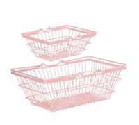 FUOYLOO Paniers de Rangement et Faciles à Transporter Rose avec Poignées en Métal Lot de 2 Robustes pour Organiser Jouets et Petits Objets