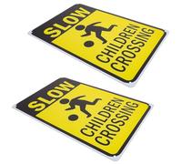 FUOYLOO Panneaux de Signalisation pour Garçon et Filles 2pcs en Fer Jaune, Très Visibles pour Ralentir, Zones Résidentielles et Écoles, Augmente la Prudence