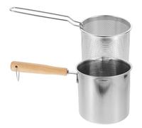 FUOYLOO Petite Friteuse en Acier Inoxydable Panier à Friture, Poignée Ergonomique, Résistante à Haute Température, Cuisine Maison
