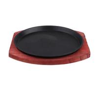 FUOYLOO Poêle Fonte Induction pour Fajitas Plateau Bois, Plaque Grésillante pour Cuisson de Viande à Domicile