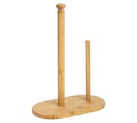 FUOYLOO Porte-Rouleau de Papier Essuie-Tout en Bois Naturel Khaki 2 Bâtons, Support Double Rouleaux Cuisine et Bars, Rangement Pratique et Décoratif