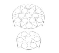 FUOYLOO Porte-Œufs en Acier Inoxydable 2 Pièces, Panier Vapeur Métal 12 et 6 Trous, Support Multifonction pour Cuisson la Vapeur et Refroidissement
