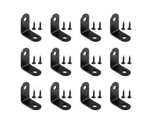 FUOYLOO Support de L Acier Inoxydable 12 Pièces 24 Vis, Fixation Murale pour Étagères et Meubles, Revêtement Poudre Noire Anti-Rouille