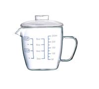 FUOYLOO Tasse à Boire à Domicile en Verre Résistant la Chaleur de 250ml avec Échelle Graduée et Couvercle, pour Banquet ou Mariage