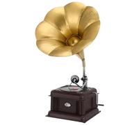 FUOYLOO Tourne-Disque Phonographe Vintage en Fer et Résine Or, Décoration Intérieure Rétro Unique pour Cafés et Bars Ambiance Nostalgique